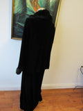 Vintage Black Faux Fur Dress With a Jacket Coat Dress Velour/Velvet Like Hollywood Glamour Size 6/Small