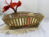 Vintage Napkin/Hand Towel Holder Wood Metal Napkin Towel Basket Bath Vanity Kitchen Decor