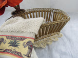 Vintage Napkin/Hand Towel Holder Wood Metal Napkin Towel Basket Bath Vanity Kitchen Decor