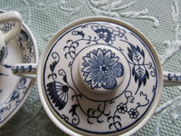 Vintage Doorn Blue Onion Blue Bonnet Cup/Saucer OR Sugar Bowl Japan Chinoiserie Blue White Blue Plate Special