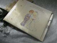 Vintage Precious Moments Bride and Groom Guest Book Set with Pen Hallmark in Original Box