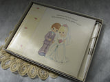 Vintage Precious Moments Bride and Groom Guest Book Set with Pen Hallmark in Original Box