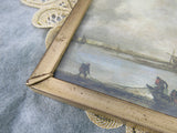 Vintage Old Metal Frame Art Print Wall Hanging Wall Art Harbor/Dutch Genre Old Masters Print