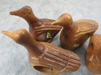 Vintage Primitive Carved Wooden Napkin Rings Duck Wood Napkin Rings Set of 4 Made in Philippine's Serving Dining Entertaining