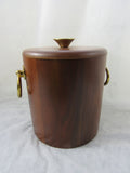 Vintage Ice Bucket Real Walnut Vermillion Mid Century Bar Retro Man Cave Cocktails Bar Accessories Ice Holder Removable Inside Bucket