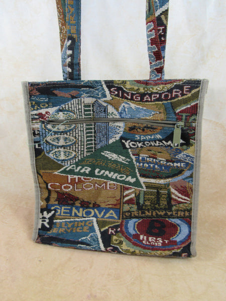 Vintage Airline Fabric Air Travel Tote Market Tote Handled Tote Bag World destinations Landmarks Travel Accessory Vintage Airline Fabric Air Travel Tote Market Tote Handled Tote Bag World destinations Landmarks Travel Accessory