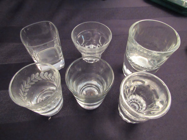 Vintage Assorted/Weighted Shot Glasses Retro Barware Mid Century Bartender Mixed Set SET OF 6