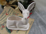 Vintage Deer Planter White Ceramic Doe Christmas Decor Winter Centerpiece Holiday Decor