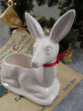 Vintage Deer Planter White Ceramic Doe Christmas Decor Winter Centerpiece Holiday Decor