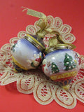 Vintage Ceramic Snowman Gift box Ornament EACH Holiday Decor Christmas Tree Ornament Gift Idea