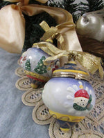 Vintage Ceramic Snowman Gift box Ornament EACH Holiday Decor Christmas Tree Ornament Gift Idea