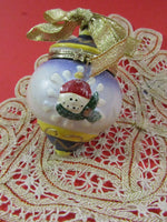 Vintage Ceramic Snowman Gift box Ornament EACH Holiday Decor Christmas Tree Ornament Gift Idea