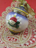 Vintage Ceramic Snowman Gift box Ornament EACH Holiday Decor Christmas Tree Ornament Gift Idea