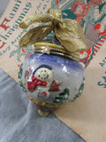 Vintage Ceramic Snowman Gift box Ornament EACH Holiday Decor Christmas Tree Ornament Gift Idea