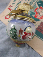 Vintage Ceramic Snowman Gift box Ornament EACH Holiday Decor Christmas Tree Ornament Gift Idea