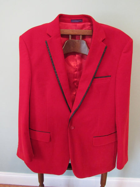 Vintage Italian Red Sports Coat Smoking Jacket Velvet Elvis Retro Men's Jacket Playboy Hipster Style