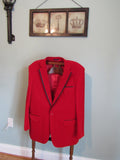 Vintage Italian Red Sports Coat Smoking Jacket Velvet Elvis Retro Men's Jacket Playboy Hipster Style