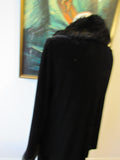 Vintage Black Faux Fur Dress With a Jacket Coat Dress Velour/Velvet Like Hollywood Glamour Size 6/Small