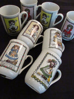 Vintage Enesco Lucy Rigg Porcelain Coffee Tea Mugs Fruits of the Spirit Bible Verses 1984 Faith Hope & Charity Mugs EACH