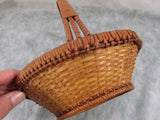 Vintage Small Woven Basket Miniature Basket With Handle Farmhouse Country Primitive Decor