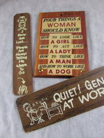 Vintage Mid Century Kitschy Wall Signs Plaque Key Holder EACH Dirty Santa Gift