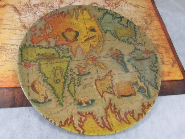 vintage ancient world map decorative tray cordial sofa serving tray ancient mariner's map tray melamine tray home office decor