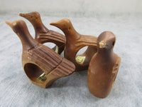 Vintage Primitive Carved Wooden Napkin Rings Duck Wood Napkin Rings Set of 4 Made in Philippine's Serving Dining Entertaining