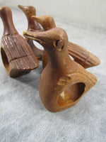 Vintage Primitive Carved Wooden Napkin Rings Duck Wood Napkin Rings Set of 4 Made in Philippine's Serving Dining Entertaining