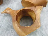 Vintage Primitive Carved Wooden Napkin Rings Duck Wood Napkin Rings Set of 4 Made in Philippine's Serving Dining Entertaining