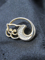 Vintage Gold Tone Kitty Cat Lapel Pin Tie Tack Back Scarf Pin Unisex Pin Back Cat Pin Avon Collectible