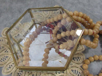 Vintage Brass Glass Trinket Box Hexagon Glass Mirror Box Storage Etched Glass Flowers Jewelry Casket Taiwan