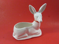 Vintage Deer Planter White Ceramic Doe Christmas Decor Winter Centerpiece Holiday Decor