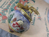 Vintage Ceramic Snowman Gift box Ornament EACH Holiday Decor Christmas Tree Ornament Gift Idea