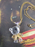 Vintage Swarovski Crystal Memories Girl Teddy Bear Pendant and Necklace - Retired Circa 1980's RARE Original Box Keepsake Baby Girl Gift