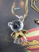 Vintage Swarovski Crystal Memories Girl Teddy Bear Pendant and Necklace - Retired Circa 1980's RARE Original Box Keepsake Baby Girl Gift