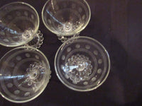 Vintage Mid Century Coupe Glasses Pressed Etched Cocktail Coupes Hob Knob/Beaded Stem Set of 4 Champagne Coupes Craft Cocktails Retro Bar