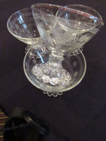 Vintage Mid Century Coupe Glasses Pressed Etched Cocktail Coupes Hob Knob/Beaded Stem Set of 4 Champagne Coupes Craft Cocktails Retro Bar