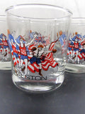 Vintage Halston Glassware Olympic Winners USA 1992 set of 4 Cocktail Low Boy Glasses Bar ware