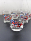 Vintage Halston Glassware Olympic Winners USA 1992 set of 4 Cocktail Low Boy Glasses Bar ware