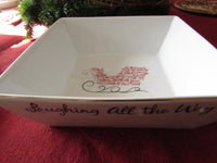 Vintage Christmas Bowl Tis The Season to Be Jolly Large Square Serving Bowl St Nicholas Square Eat Drink & Be Merry