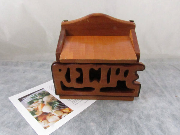 Vintage Wooden Recipe Box Hanging Recipe Box/Holder File Box Kitchen Storage Organization Kitchen Decor Circa 1970's