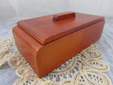 Vintage Hand Crafted Wooden Art Deco Storage Box Tobacco Box Tin Lined Stash Box Home Office Decor