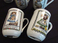 Vintage Enesco Lucy Rigg Porcelain Coffee Tea Mugs Fruits of the Spirit Bible Verses 1984 Faith Hope & Charity Mugs EACH