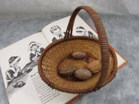 Vintage Small Woven Basket Miniature Basket With Handle Farmhouse Country Primitive Decor