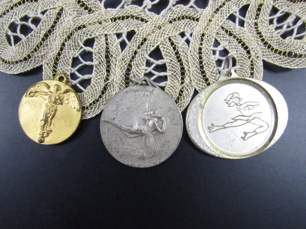 Vintage Silver Medals Souvenir Medallions Iconic Relics Religious Pendants Medallions Memorabilia Italian Commemorative Pendants