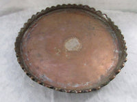 Vintage Primitive Copper Round Tray Decorative Rustic Hand Crafted Tray Serving Tray Sofa Tray Display Qajar Style Tray OOAK Collectible Art