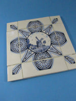 Antique Delftware Ceramic Tile 10 x 10 Iconic Windmill Backsplash Wall Hanging Home Decor Repurpose Upcycle