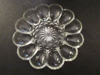 Vintage Deviled Egg Platter Indiana Glass Sunburst Pattern Deviled Egg Plate Oyster on the Half Shell Plate Pressed Glass Depression Glass