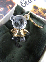 Vintage Swarovski Crystal Memories Girl Teddy Bear Pendant and Necklace - Retired Circa 1980's RARE Original Box Keepsake Baby Girl Gift