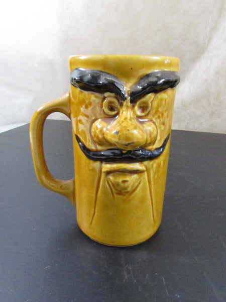 Vintage Art Pottery Coffee Mug Kitschy Face Mug Drip Pottery Circa 1970's